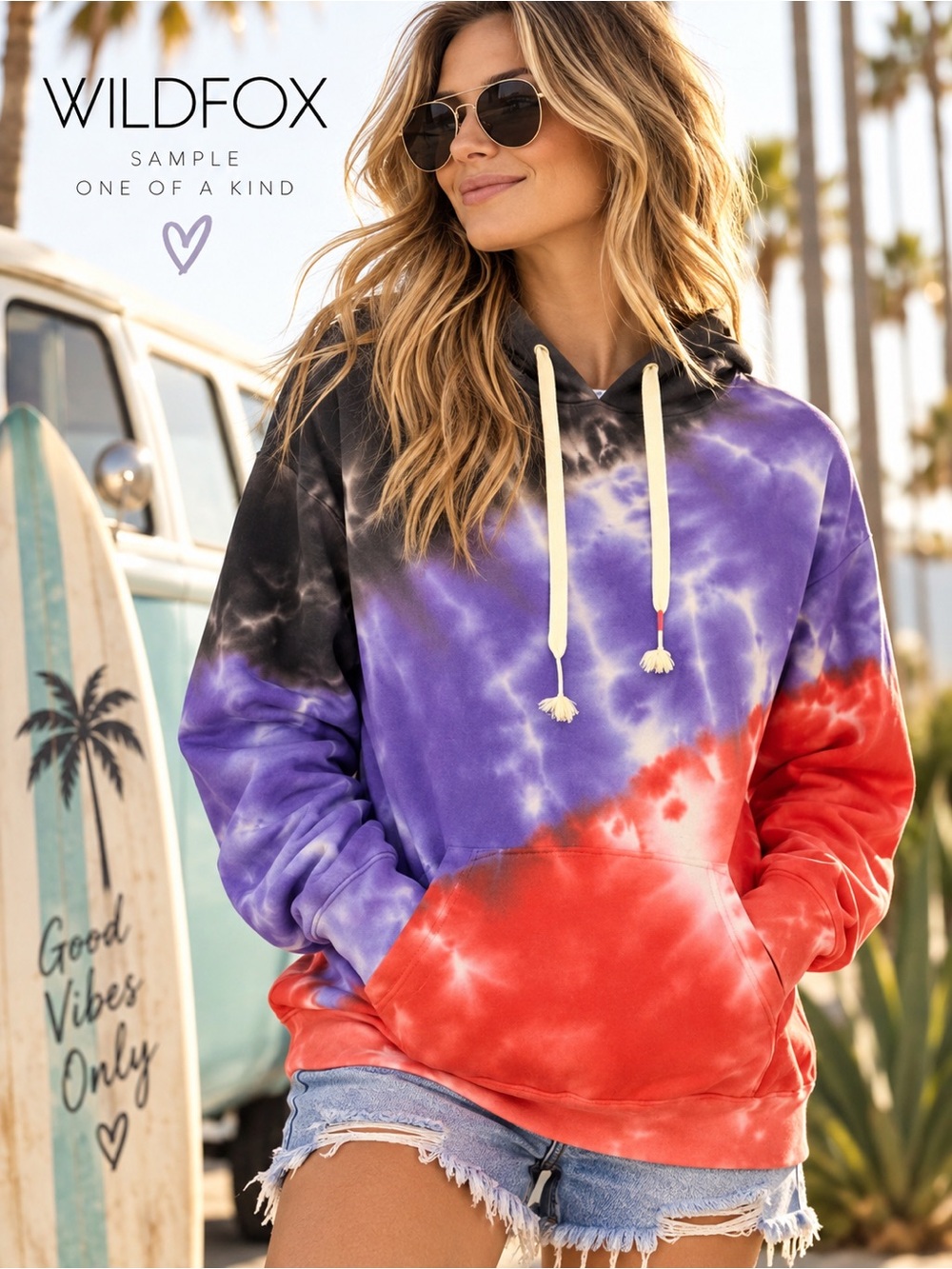 Wildfox Solar Flare Unreleased Sample Tie Dye Hoodie NWT Small
